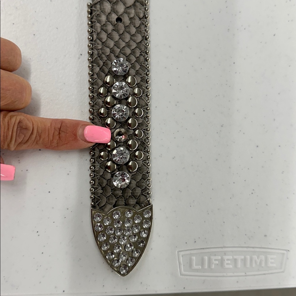Silver Rhinestone Buckle Belt - Picture 8 of 9